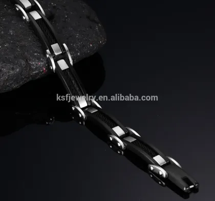 Top Quality Link Bracelet Men Jewelry Black Bracelet With Wire Bracelet Jewelry 2016