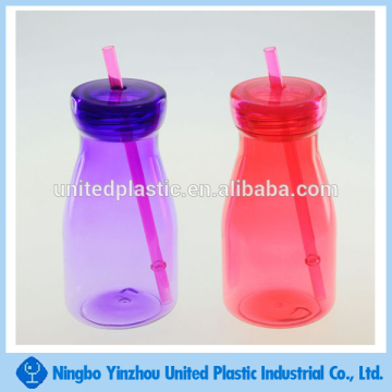 350ml single wall plastic water cup with straw