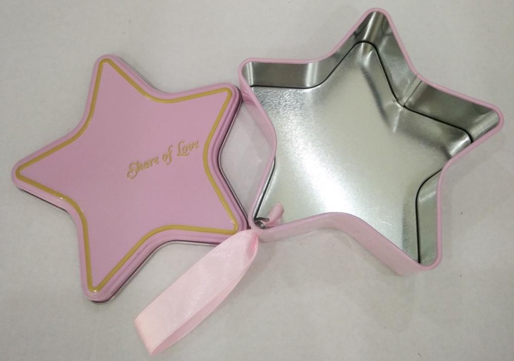 Custom printed star shape tin boxed for cookies