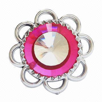 Flower-shaped Rhinestone Button, Made of Plastic, Decorated with Rhinestone, Suitable for Garments
