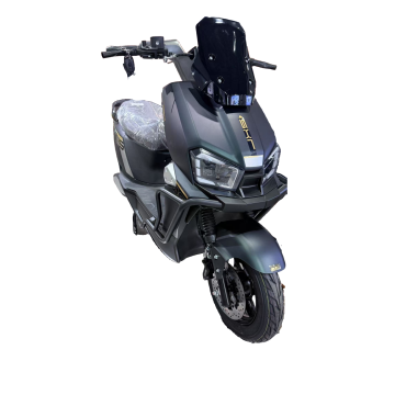 Electric Motorcycle with Windshield and Wrapped Seat