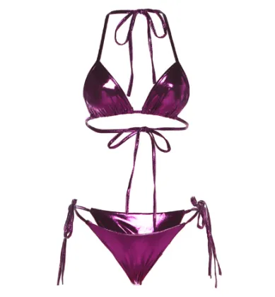 2024 Summer Fashion: Discover the Latest Shiny Halter Backless Bikinis for Women