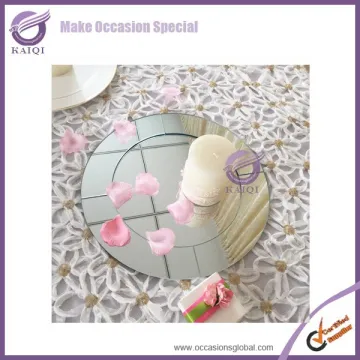18214-33cm Crystal Silvery designer mirror charger Wedding Mirror Centerpieces