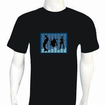 Sound-activated EL T-shirt, 100% Cotton Material