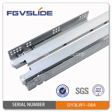 Push to open single extension concealed slides with adjustable function