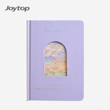 Joytop 2151 Wholesale Natural Scenery A5 80 Sheets Hot Silver Hollow Out Hardcover Monthly Planner Journal Notebook
