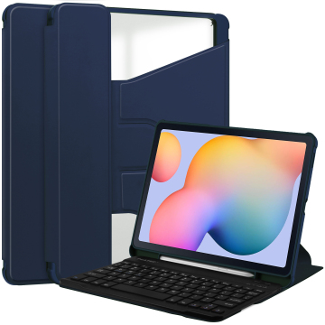 360°回転革ケースとSamsung Galaxy Tab S6 Lite 10.4 "2024 P610/P615のペンホルダーを備えたワイヤレスキーボード