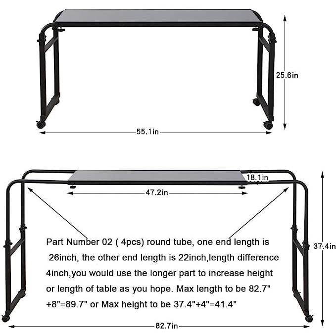 Overbed table details