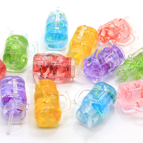 High Quality Resin Fruit Drink Bottle Charms Dollhouse Miniature Drink Bottle Pendants For Earring Keychain Jewelry Making DIY