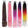 Alileader Colorful Box Ponytail Extensions False Overhead Tail With Rubber Elastic Band Braiding Hair Piece Pigtail Synthetic