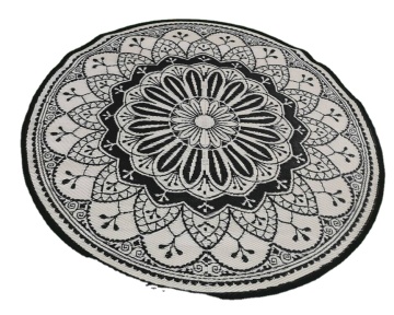 Black and White Outdoor Plastic Straw Rug