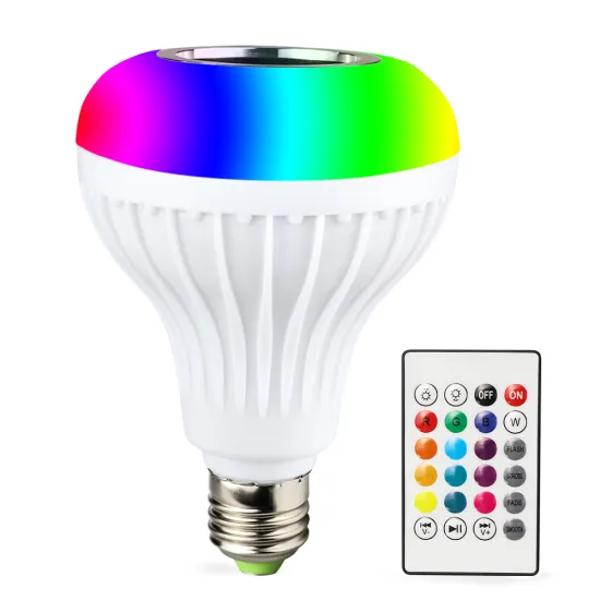 LED Smart Music Bulbs - 12W E27 RGB Music Bulb with 24 Keys Remote Control