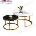 Metal Frame top Marble Side Coffee Table set