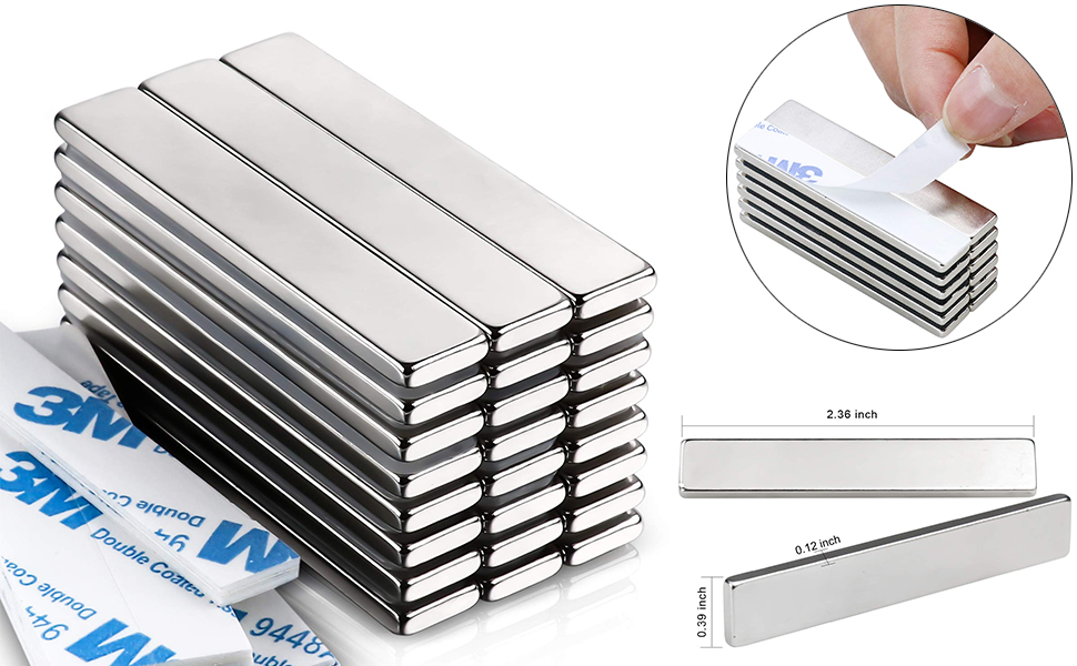 Magnetic Materials 60x10x3 mm Neodymium Bar Magnets