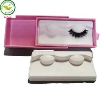 Biodegradable molded pulp tray for eyelash lashes packaging