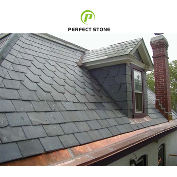 U-shape Natural Black Slate Roof Tiles for Roofing Decoration