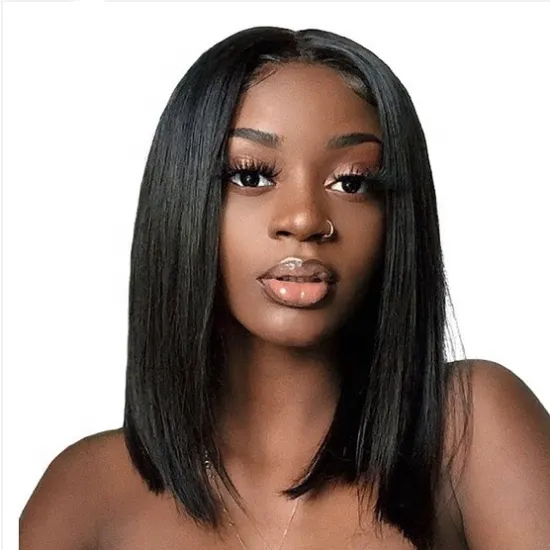 Sunlight Virgin Aligned Cuticle Brazilian Human Hair Short Wavy silky straight Bob Lace Front Frontal Wig