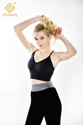 Women's thin shoulder strap sports bra shockproof gather