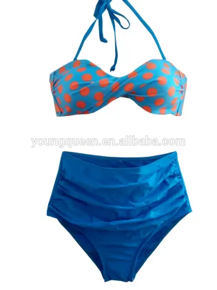 AZ54 retro Swimsuit belly waist bandage hanging neck waist swimsuit Daquan Bikini wave point