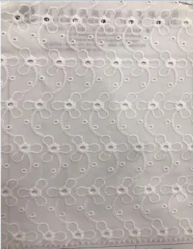 White Tripetal Flower Cotton Embroider Fabric