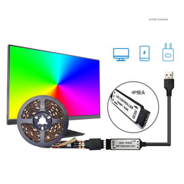 5V USB LED Strip Lights Kit with RGB Controller for TV Backlight and Home Decoration