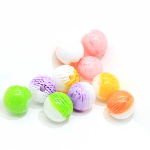 Popular Double color decorative pattern Resin Round Striped Beads Handmade Craft Decoration Bracelet Necklace Beads Charms