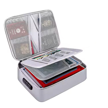 Waterproof and Fireproof Locking Document Bag for Passports and Certificates