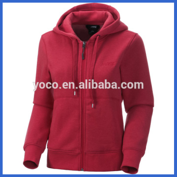 Winter plain full zip casual wear women hooded sweatshirt