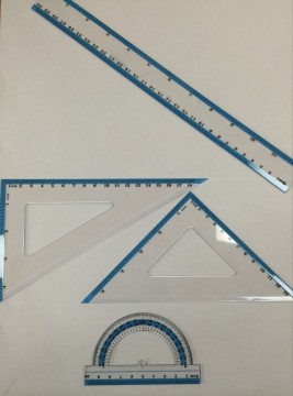 Blue Frame School Plastic Ruler Set
