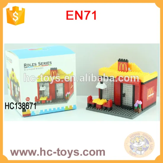 HOT, mini building blocks, educational model toy, 7-11, McDonald, Pizza Hut, Starbucks, cheap plastic building blocks for kid