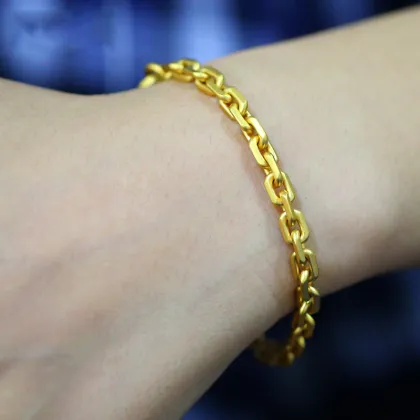 Luxe 18K Gold-Plated Sterling Silver Men's Cross Bracelet