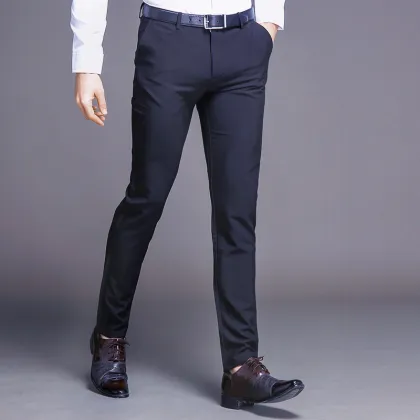 Men's Slim Business Velvet Stretch Trousers - Dress Pants