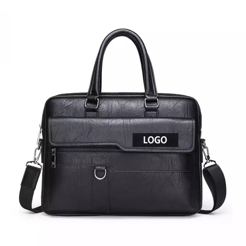 Klassische schwarze Arbeitsbeutel Laptop Messenger -Tasche