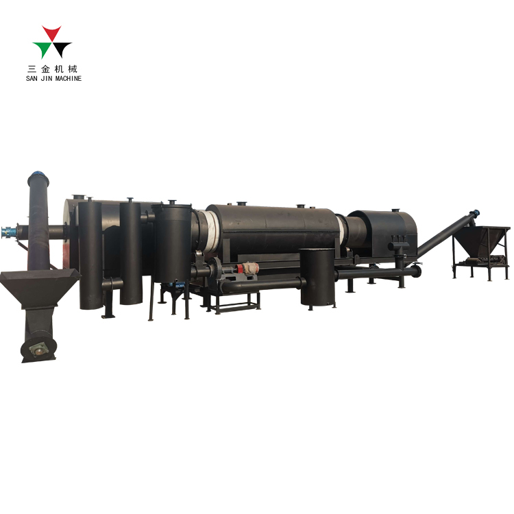 Hot Air Flow Continuous Rotary Biochar Pyrolysis Charring Furnace for Charcoal Production
