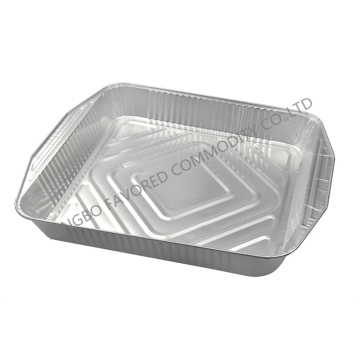 Aluminium foil container with outer handle