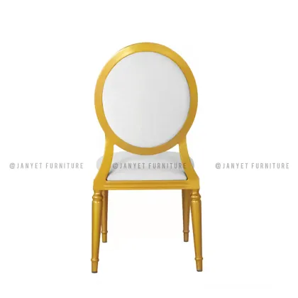 Luxury White and Gold Aluminum Louis Chair for Wedding Banquet Dining