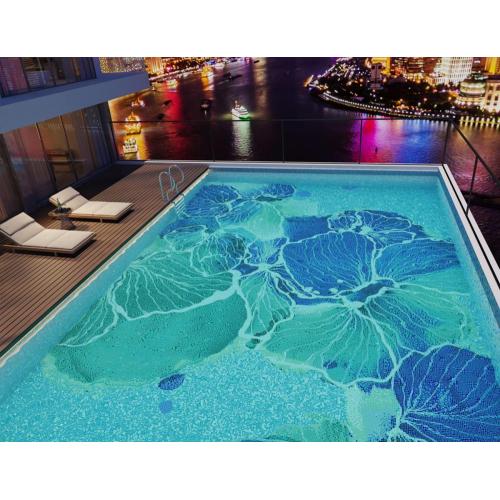 Mosaico de cristal al aire libre decorativo piscina mural diseño de patrón