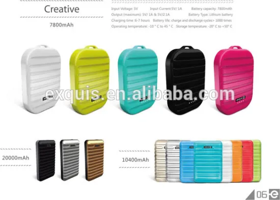 Factory best price fashion unique luggage case portable mobile power bank 7800mah