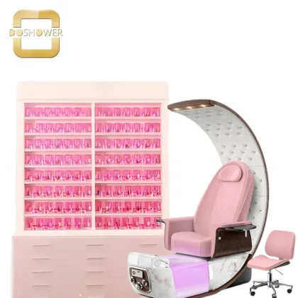 Manicure Furniture Pink Nail Polish Display Rack Set