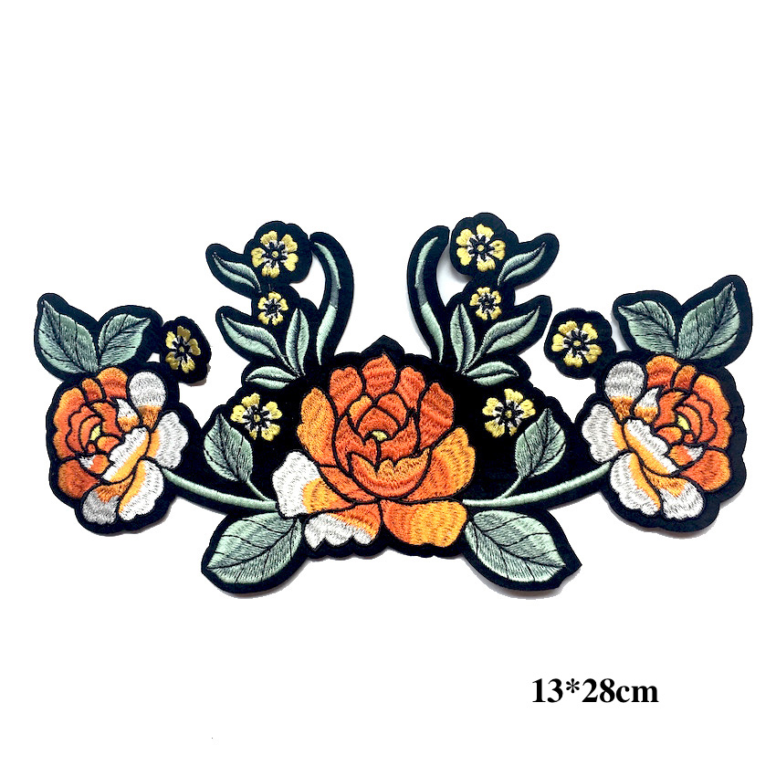 Orange Embroidery Flower Patches