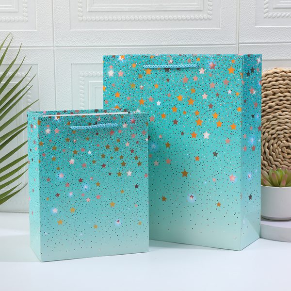 Logo Printed Recyclable Kraft twinkling star Paper Bags