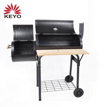 Oil Drum BBQ Smoker Powder Coated Barbecue Offset Smoker Charcoal parrilla Grill With Chimney