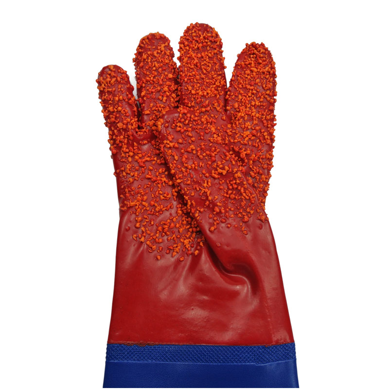 Chubasquero de PVC granulado rojo con manga guantes 60cm