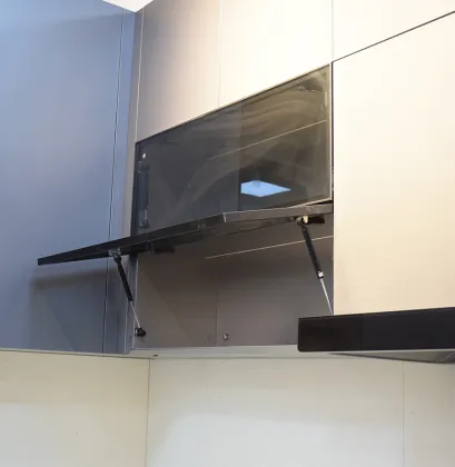 Deluxe Tall Kitchen Cabinet With Glass Front Doors