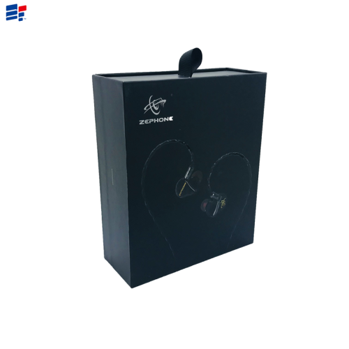Simple black earphone drawer gift box