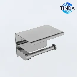 Sleek Chrome Toilet Paper Holder with Storage Shelf