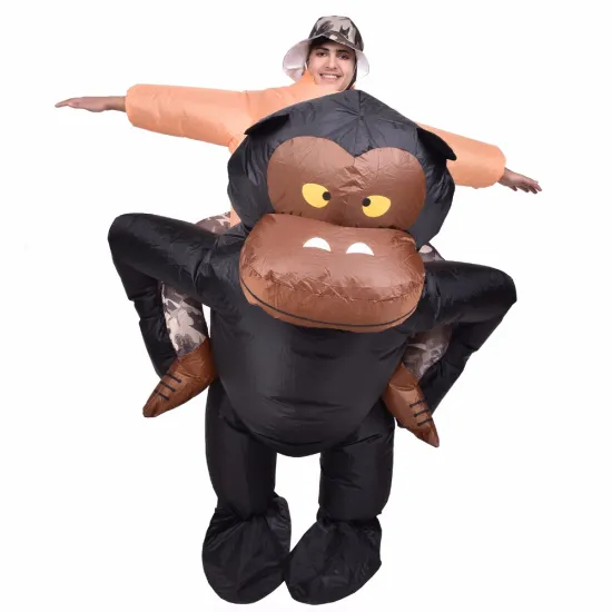 Chimpanzee Inflatable Cosplay Costumes Ride on Jocko Animal Novelty Toys Christmas Carnival Party Fancy Dress UP Adult Unisex