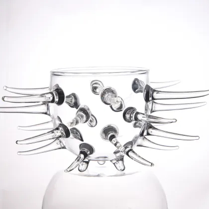 2022 Custom Irregular Geometric Terrarium 200ml Sea Urchin Bowl Stemless Margarita Wine Cocktail Glass for Bar