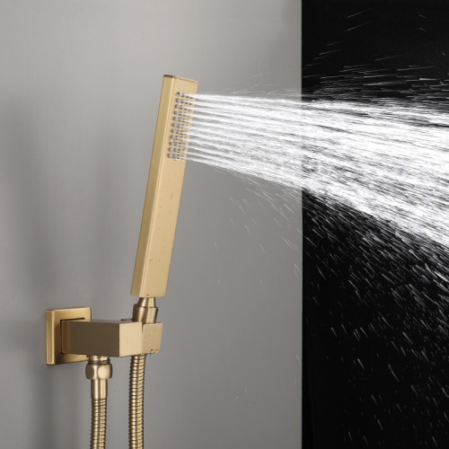 Brushed Gold Concealed Brass Bathroom 2-Function Shower Set