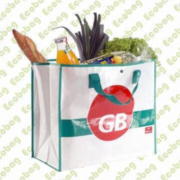 Recycled Shopping Bag, Made of 85% PET, Eco-friendly, Customized Logos are Accepted